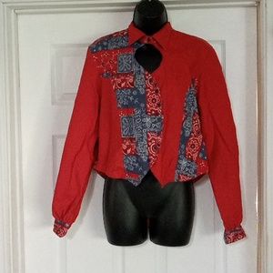 VINTAGE Rockies Western top, red and blue